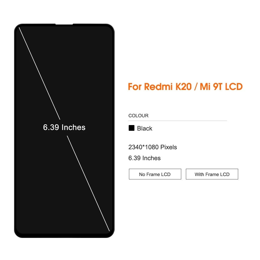 6.39'' Super AMOLED For XiaoMi 9T Pro LCD with frame for XIAOMI K20 Pro Display Touch Screen Digitizer Assembly Repair Parts