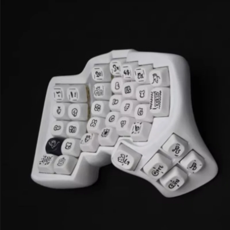 

Curved Split Wired Keyboard Customized PETG 3D Printed Ergonomic Keyboard for Vial Custom Key Assignments Ambidextrous Keyboards