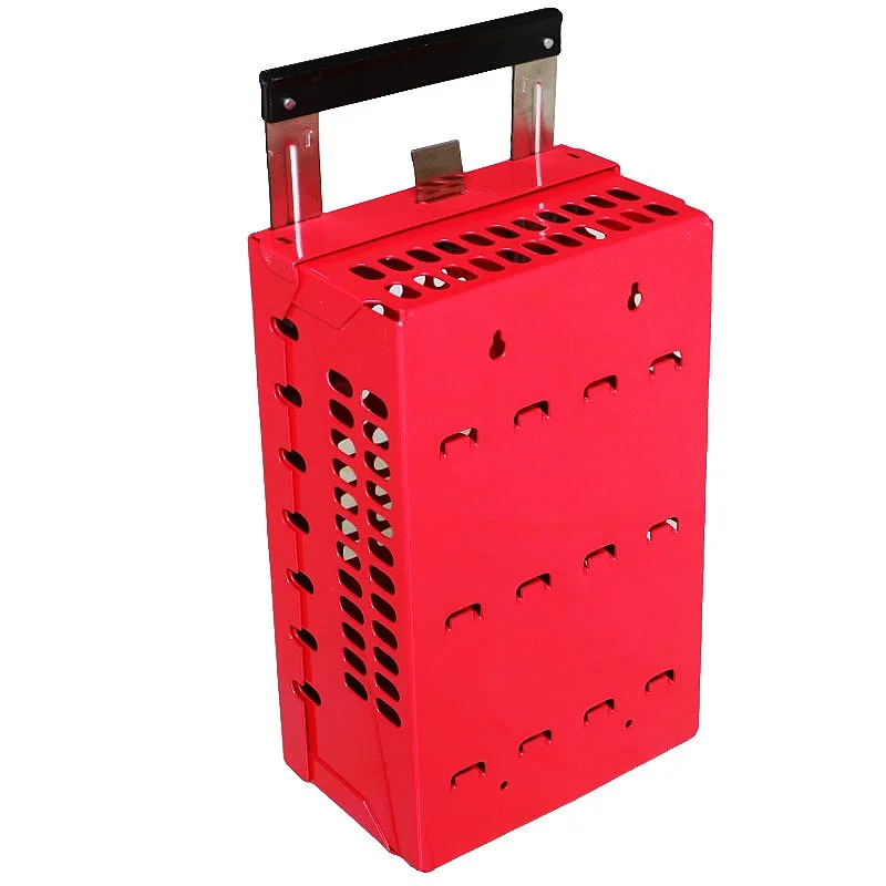 Portable Wall Mounted Dual-purpose Metal Padlock Box Steel Handle 14 Locks Group Safety Lockout Box Multiple Points Locking