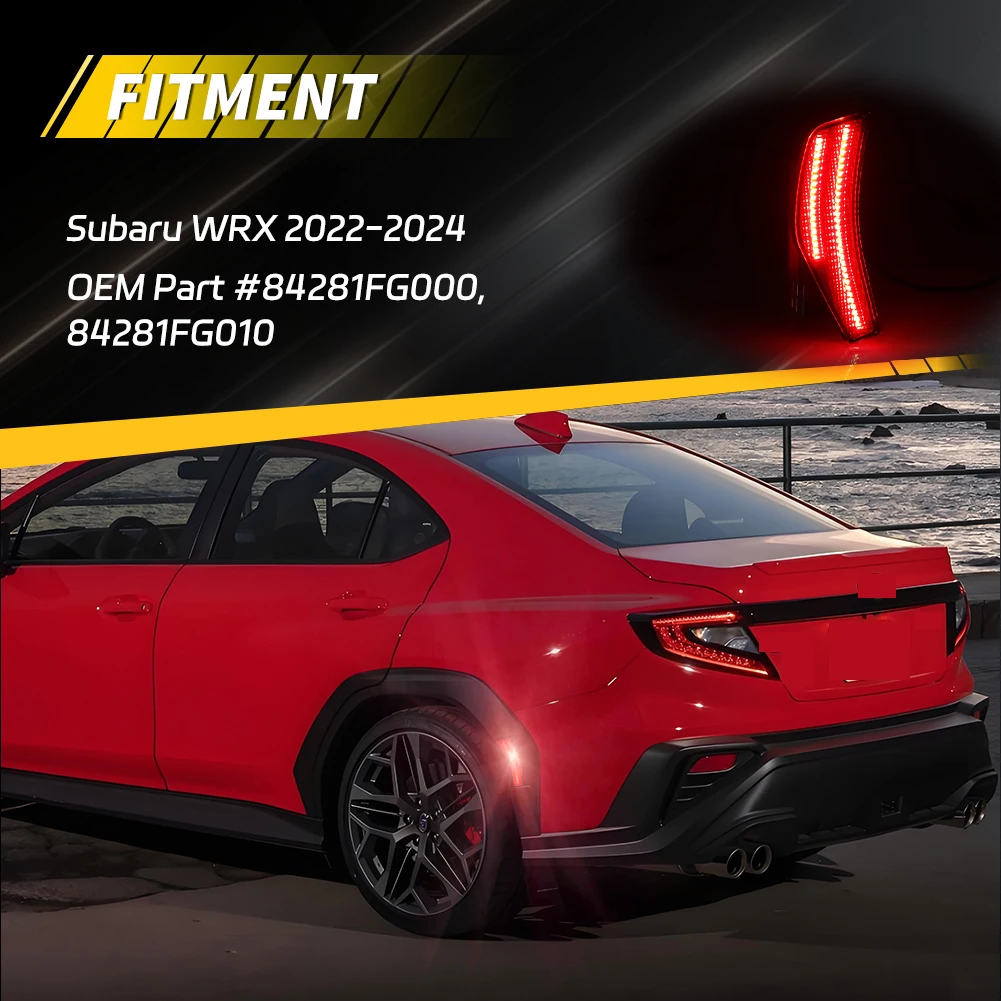2022年、2023年、2024年のスバルwrx用led付きリアコーナーライト、サイドマーカーライト、リフレクターライト、フェンダーライト、ターンシグナルライト2個セット