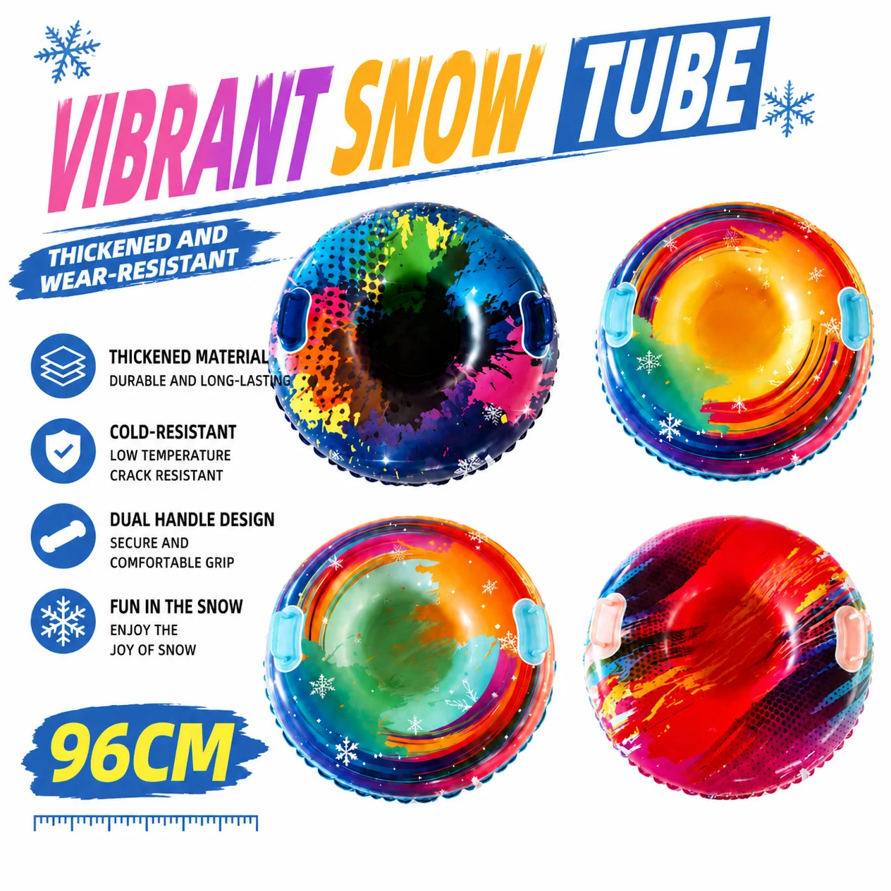 2027  PVC Inflatable Round Snow Tube Sled for 1 Person Thickened Winter Toboggan for Ski Resort Outdoor Fun