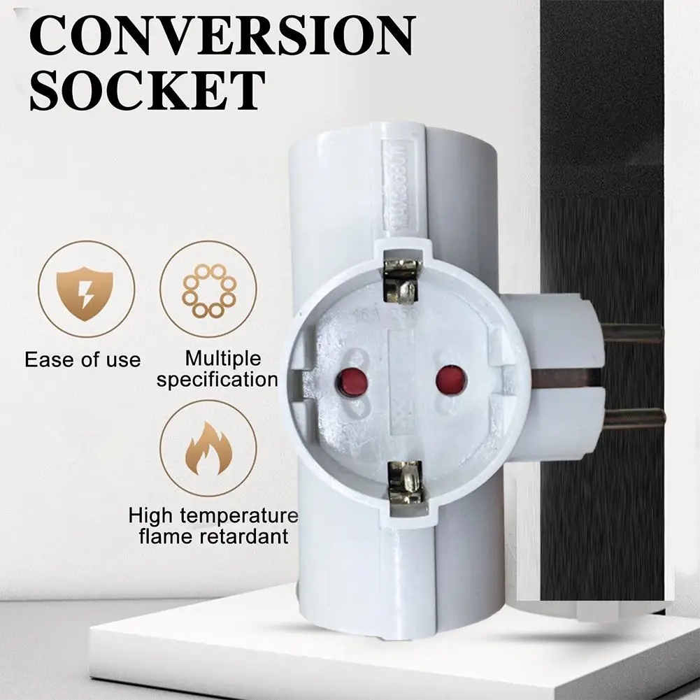 1 SZTUK Wielokrotna europejska wtyczka konwersyjna 1 na 3-drożne gniazdo wtykowe UE 16A Adapter zasilania Standard J9V7