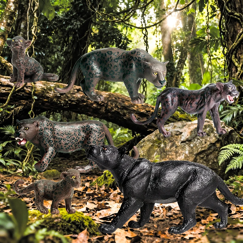Oenux 아프리카 야생 동물 시뮬레이션 야만인 치타 스노우 레오파드 재규어 액션 피규어 인형 PVC 모델 교육용 아이 장난감