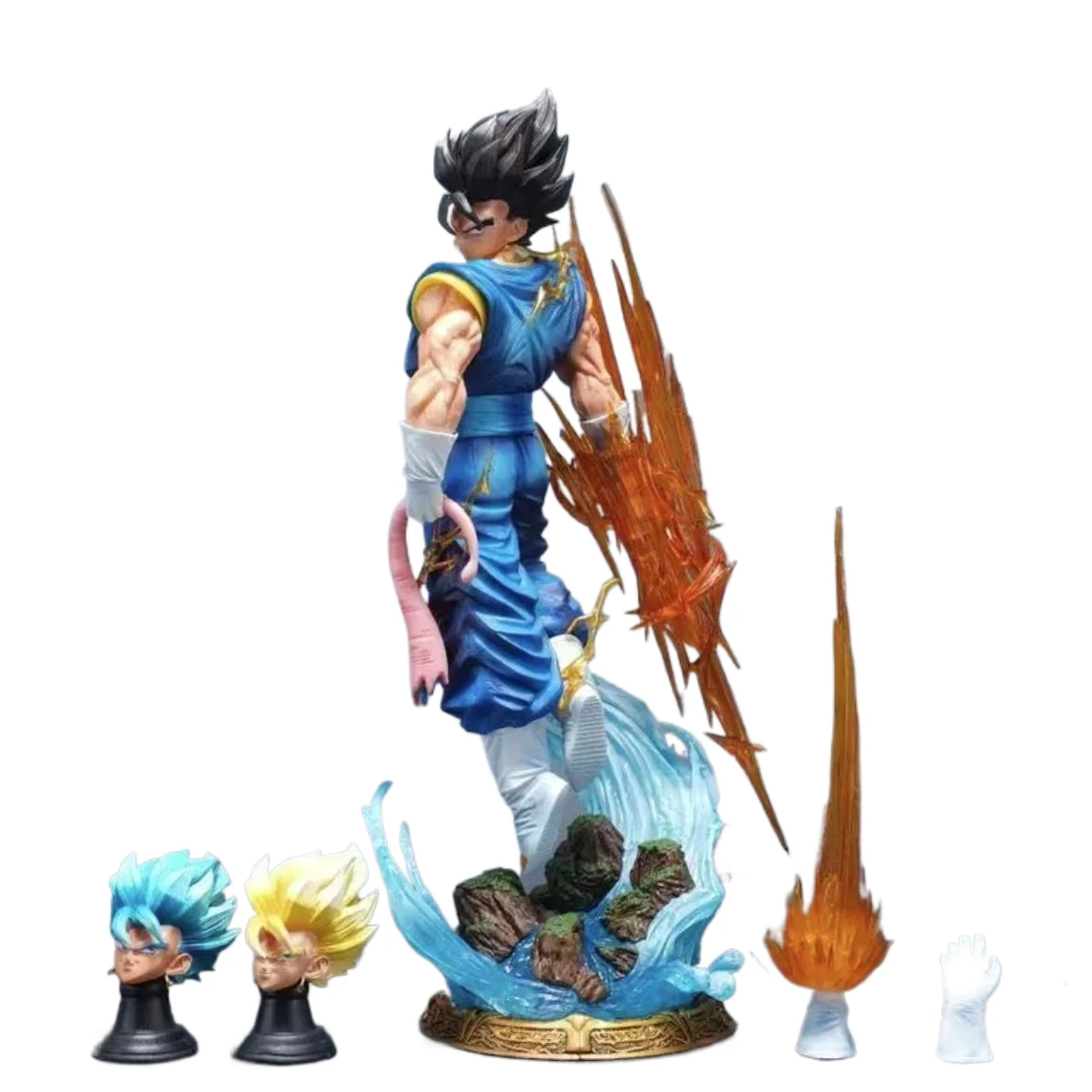 40 cm/15.75 inch Dragon Ball Z Vegetto Figuur 3 Heads Vervangen Super Saiyan Action Figure Gk Standbeeld Collectie model Speelgoed Geschenken - afbeelding 2