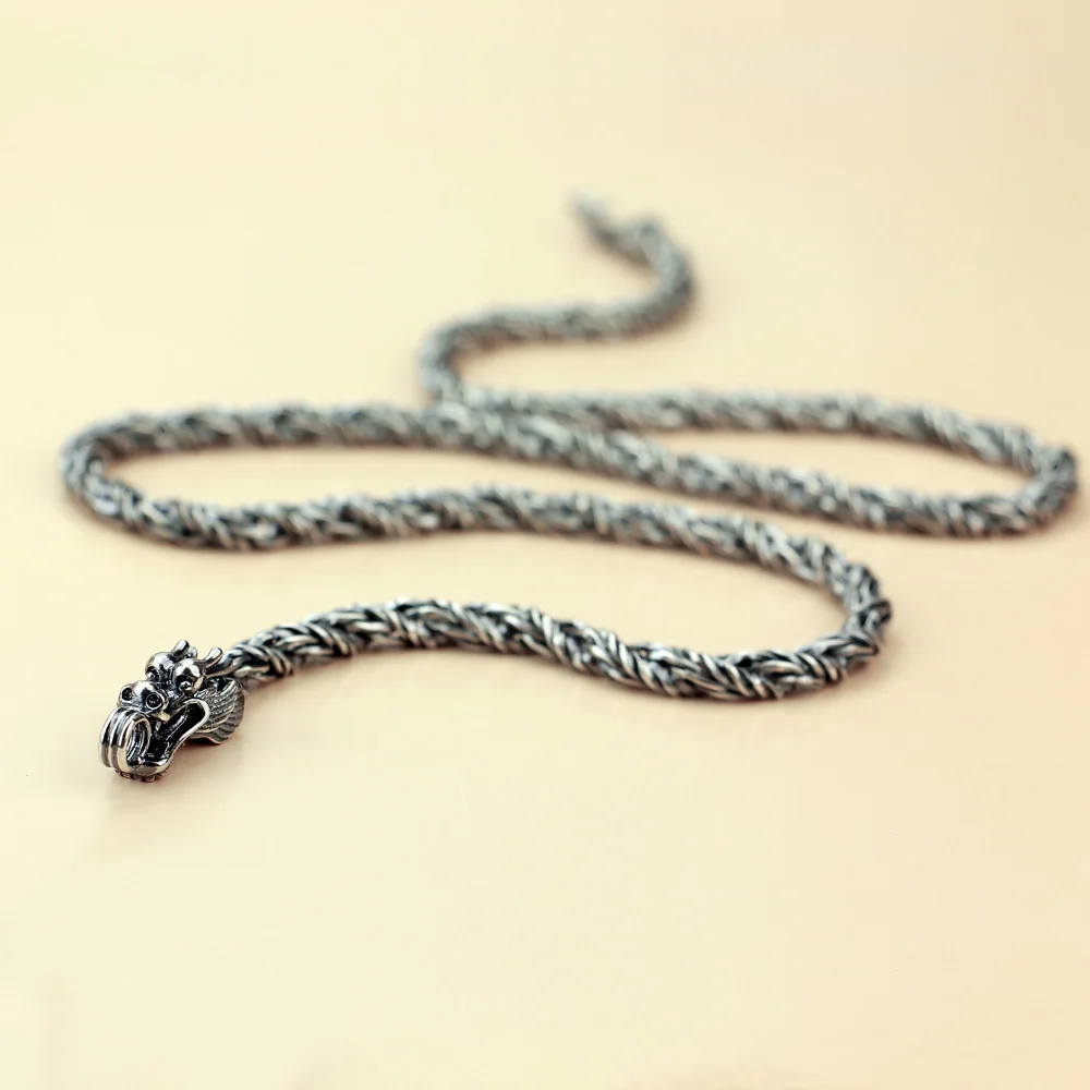 Vintage 925 Thai Silver Necklace Men\'s Faucet Style Design Sterling Silver Necklace Men\'s Fashion Jewelry 5mm56cm Size