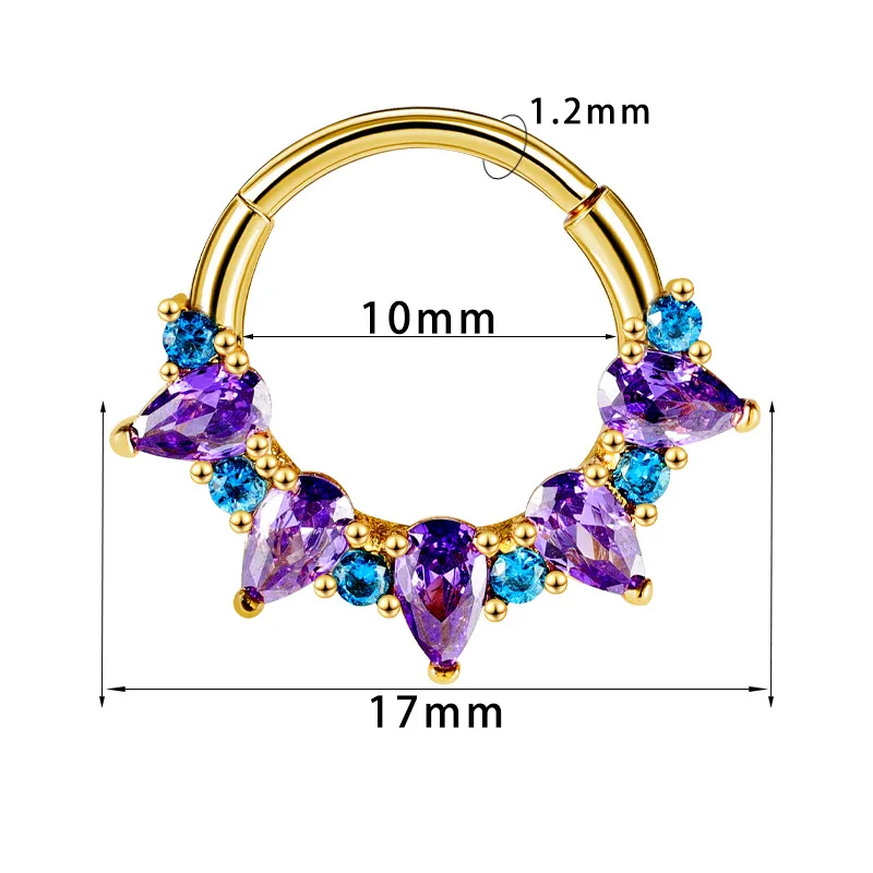 Titanium Stainless Steel Septum Piercing Nose Rings for Women Colorful Cubic Zirconia Septum Nose Rings Nose Piercing jewelry