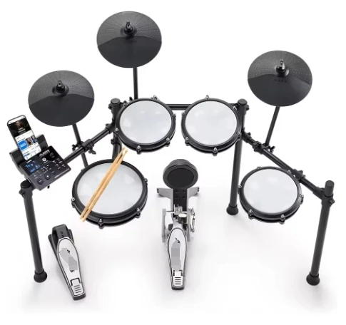 

Electric Drum Set with Quiet Mesh Pads, 10 Inch Dual Zone Snare, Bluetooth, 440+ Authentic Sounds