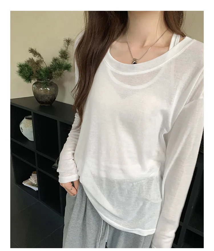 2025年ベーシックソフトTシャツ レディース 夏秋 長袖 ルーズボトムTシャツ レディース カジュアル ニット ソフト ウィメンズ トップス