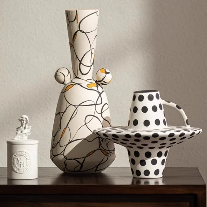 Wabi Sabi Style Ceramic Vase Retro Home Decoration Soft Furnishings Countertop Flower Vase