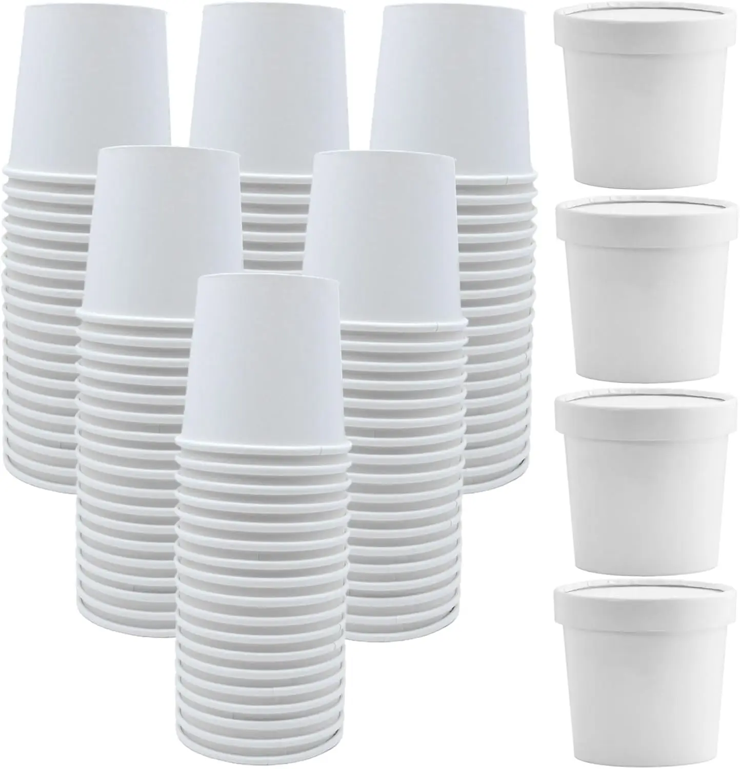 

60 Pack 12 oz White Paper Ice Cream Cups with Lids, To Go Soup Containers Dessert Bowl, Microwave and Freezer Safe Food