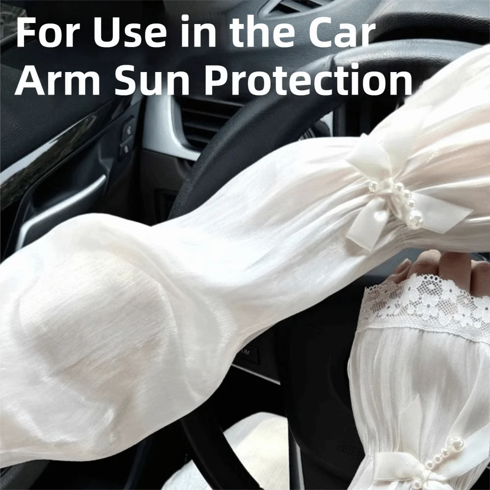

Stylish Breathable Sun Protection Sleeves Long Sleeves Solid Color Arm Sun Sleeves Elegant Elastic Lace Arm Cover Cycling