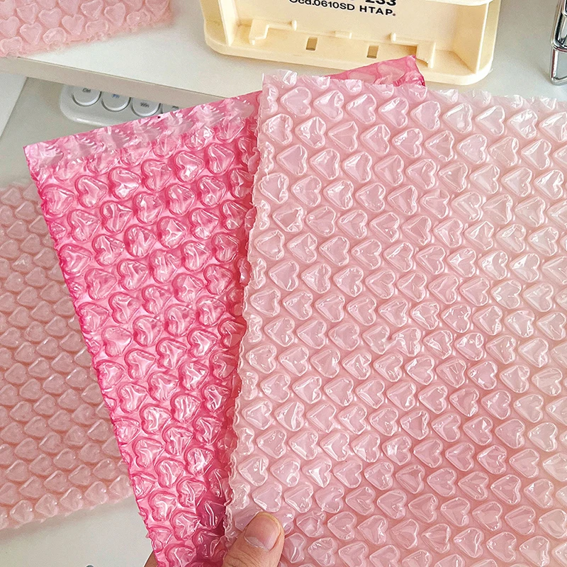 Bolsas de burbujas INS Heart para niñas, bolsa de embalaje de papelería, sobre, envío de mensajería, rosa, 10 unids/lote por paquete