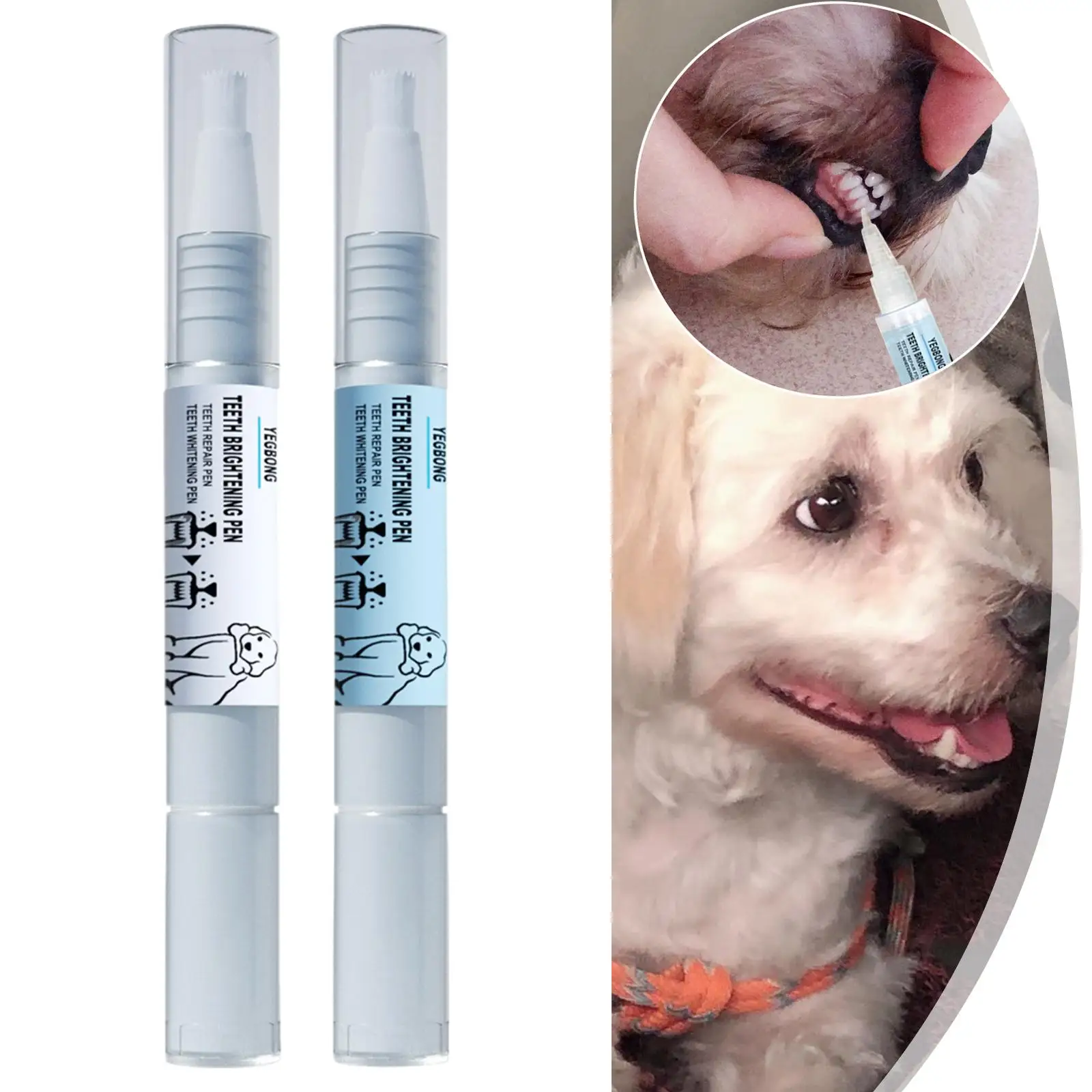 2Pcs Dog Teeth Pen Cleaning Clean Teeth Plaque Cleaner Dog Finger Toothbrush Whiten Teeth Whitening Tool