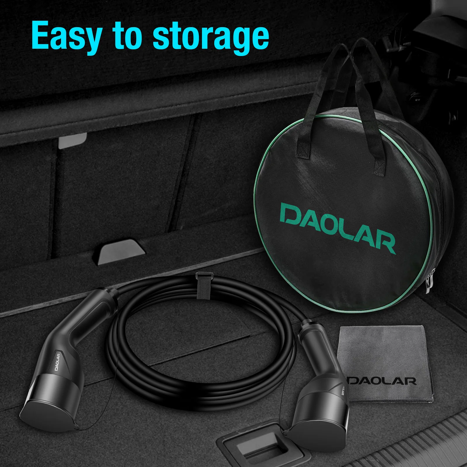 Daolar 7KW Type 2 EV Charger 1 phase 32A 5m/10m PHEV EV Charging Cable with handbag, Compatible with Any Electric Car