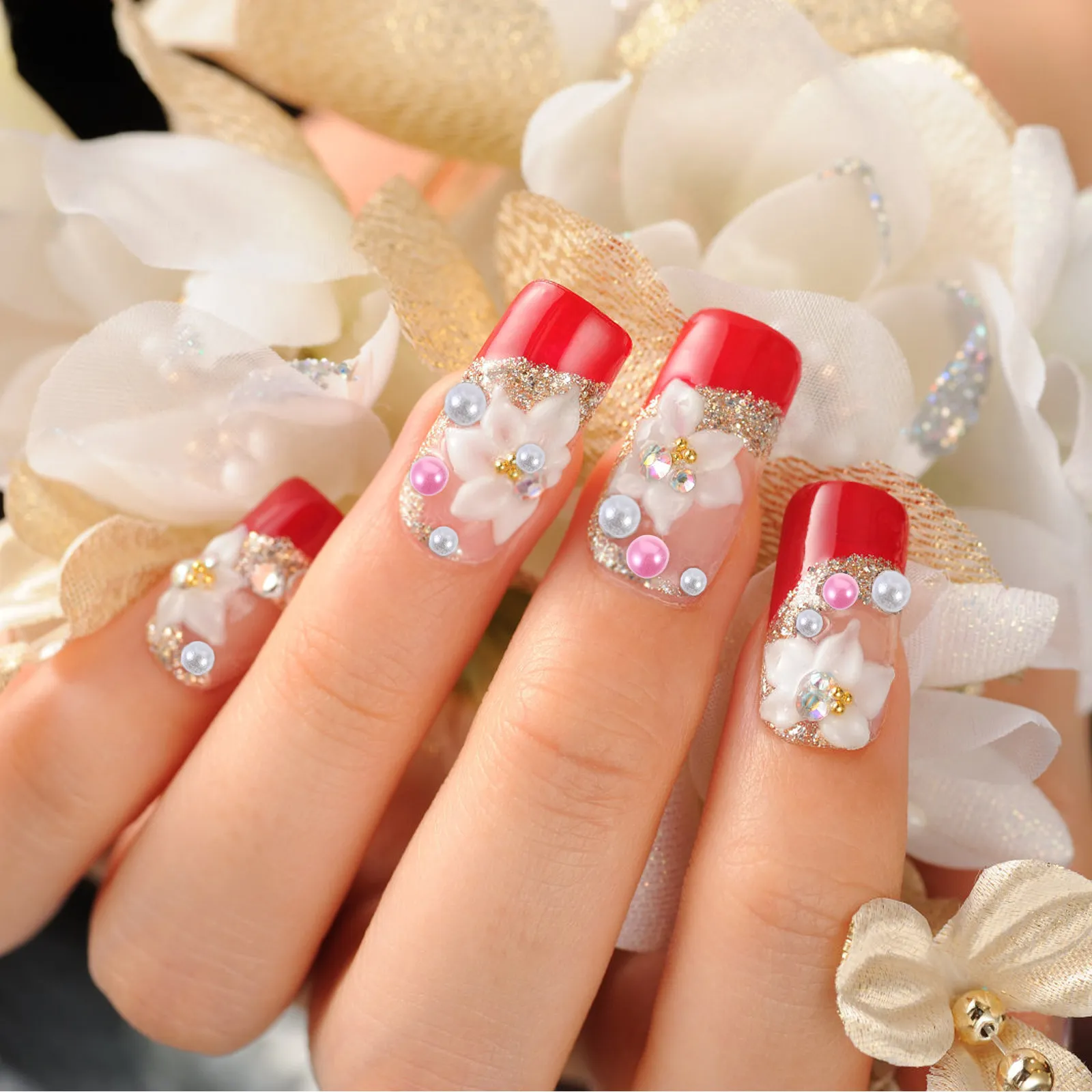 

1 Box Delicate Round and Semicircle Simulated Pearl Charms Flat Back Pearls for Nails Crafts Manicure Accessories Nail Decor