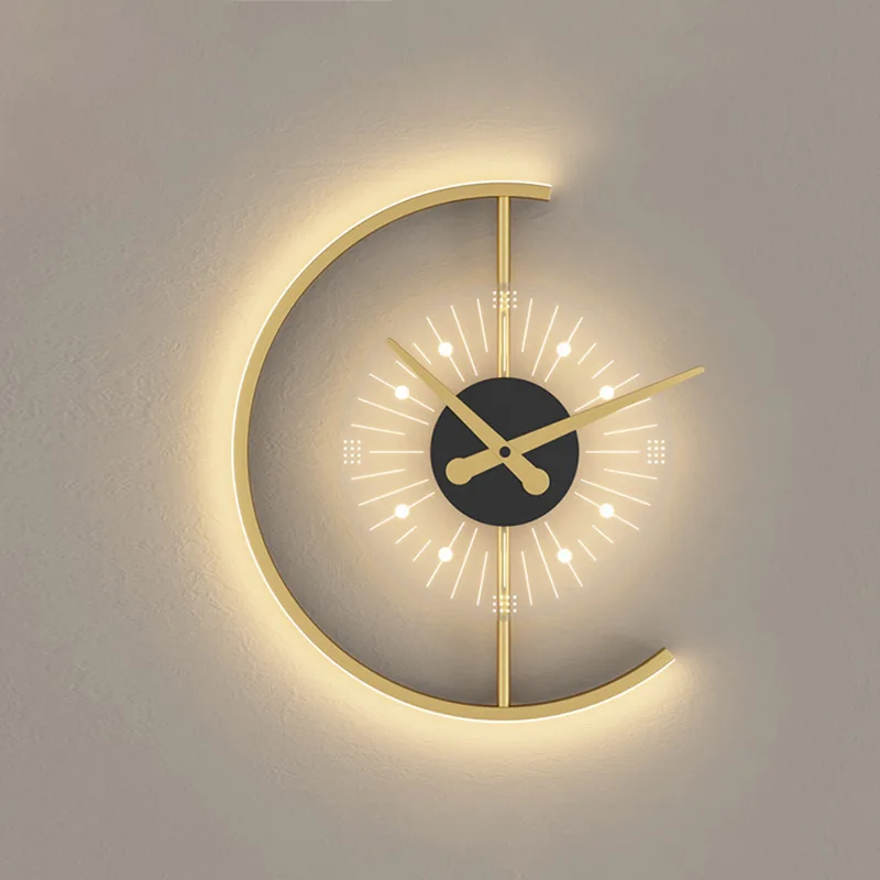

Modern LED Clock Wall Lamp for Bedroom Living Dining Room Aisle Porch Home Decoration Fixture Luster Sconce Indoor Lighting wall