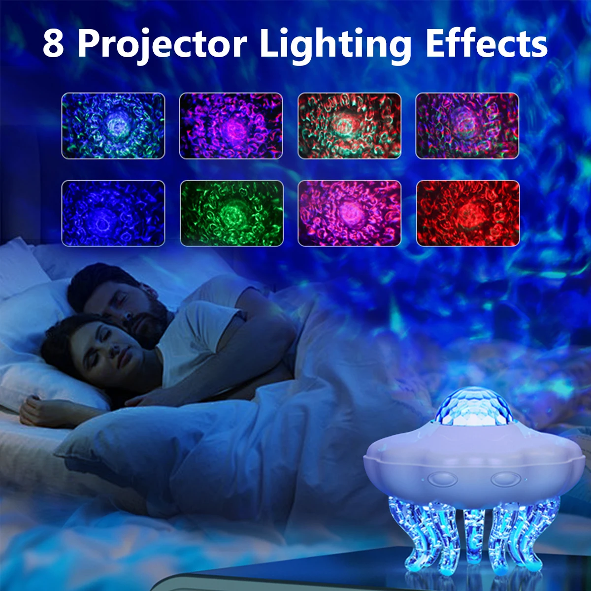 Lampada da notte con luce di proiezione natalizia con meduse con impostazione timer a 8 cambiamenti di colore per proiettore per decorazioni per feste, camera da letto