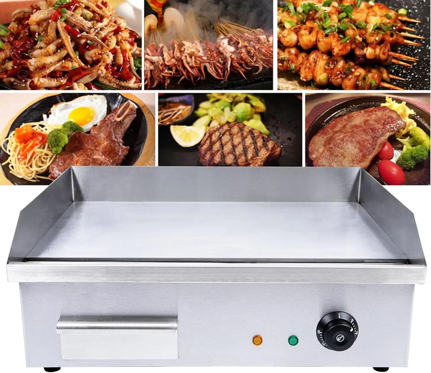 Teppanyaki, Electric Griddle Cooktop Countertop Commercial Flat Top Grill Griddles BBQ Plate Grill Thermostatic Control