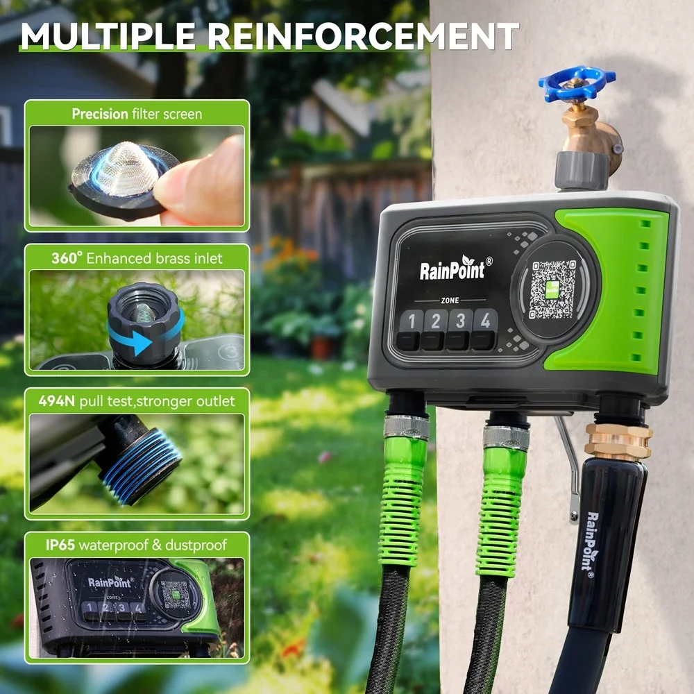 WiFi Water Timer 4 Zones Automatic Irrigation Timer Garden Lawn Watering Systems Controller Rain Delay Manual Watering
