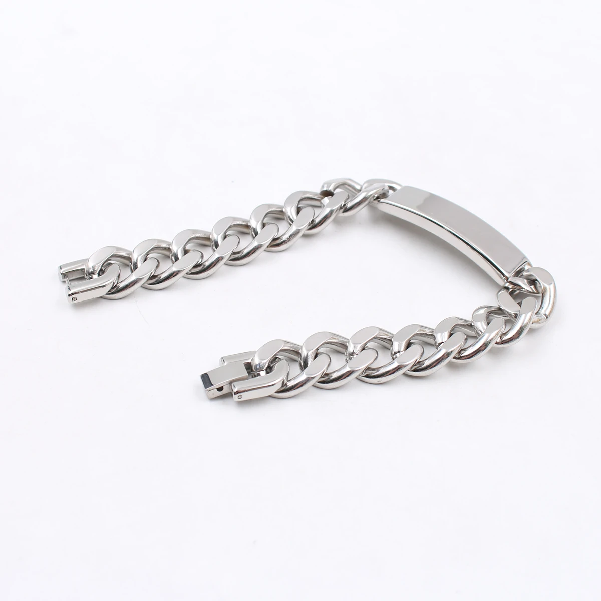 15mm WIDE FOR MENS TOP QUALITY STAINLESS STEEL CURB HEAVY HUGE SMOOTH ID BRACELET