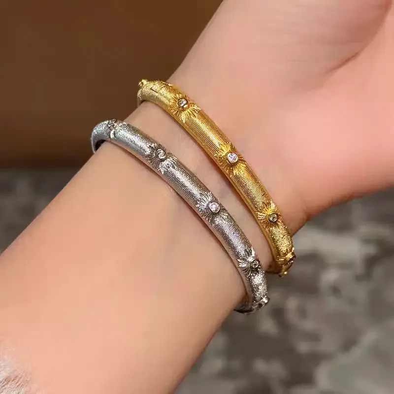 2025 Hot selling Italian hand-brushed craft palace style two-color bracelet ring set women's fashion luxury jewelry party gift