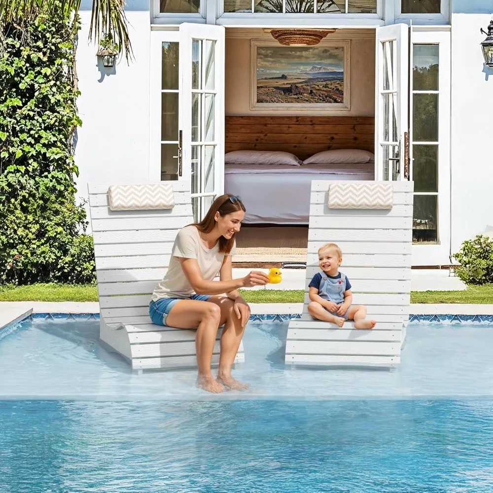 مجموعة كراسي صالة حمام السباحة HDPS مكونة من 2، تستخدم في كراسي صالة حمامات السباحة حتى 10 بوصات من الماء، وكراسي تشيس مع مسند للرأس، وكرسي صالة