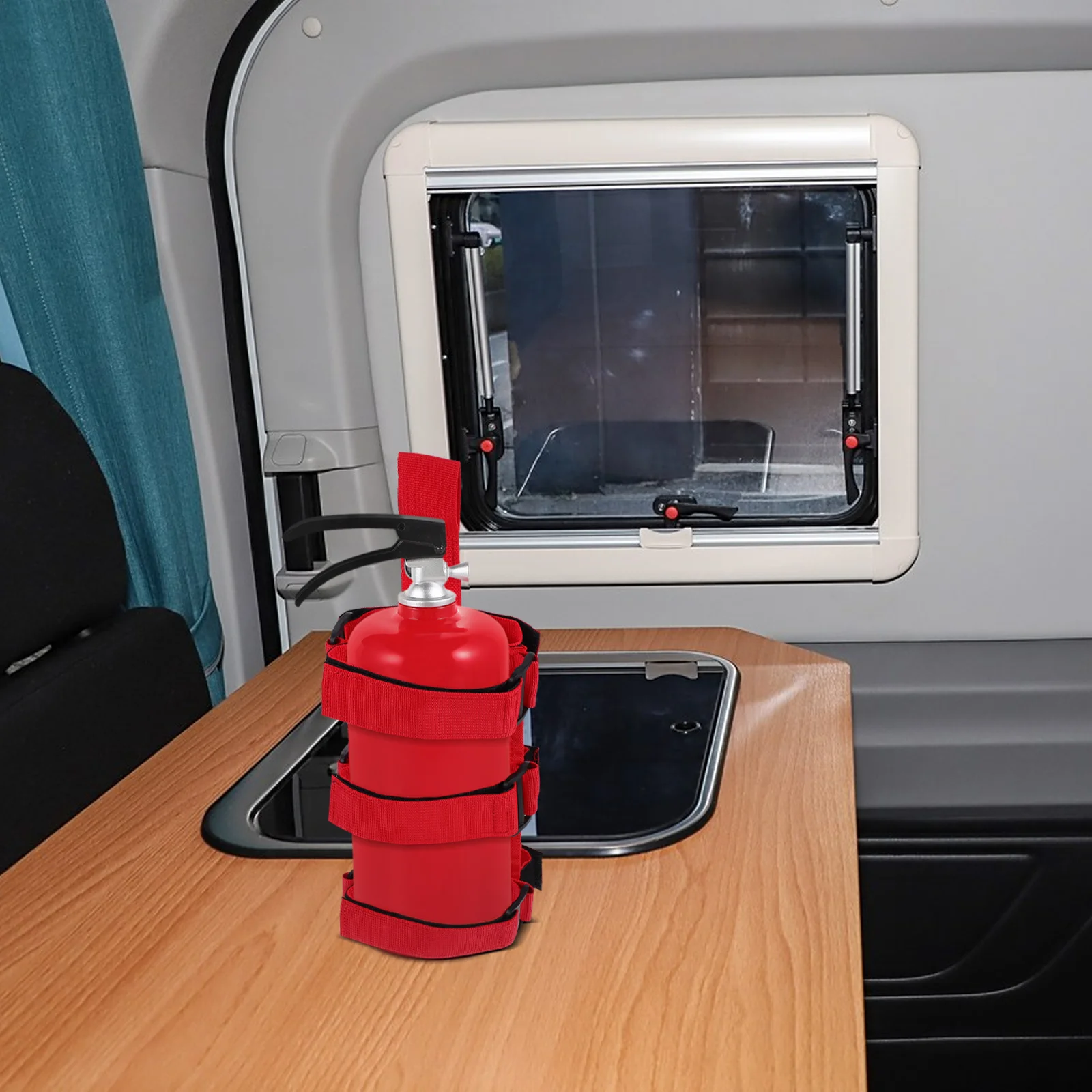 Fire Extinguisher Strap Mounting Universal Red Plastic Fixed Belt Car Accessories