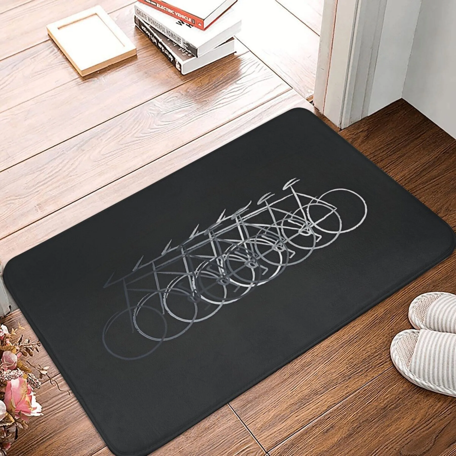 

1PC Bicycle arts Door Mats pattern Kitchen Rugs Non-Slip Pop design Living room Rugs Bath Mat Carpet for Home Sink Laundry Decor