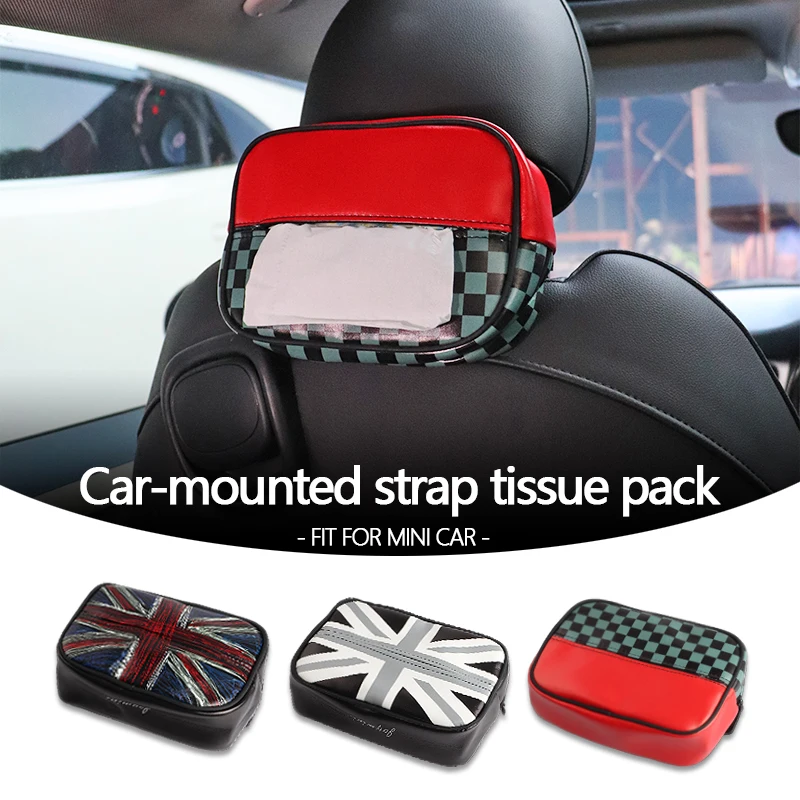 

Car Seat Backrest Hanging Tissue Box Armrest Box Car Interior Accessories For Mini All Series 1PC Car Leather Tissue Box