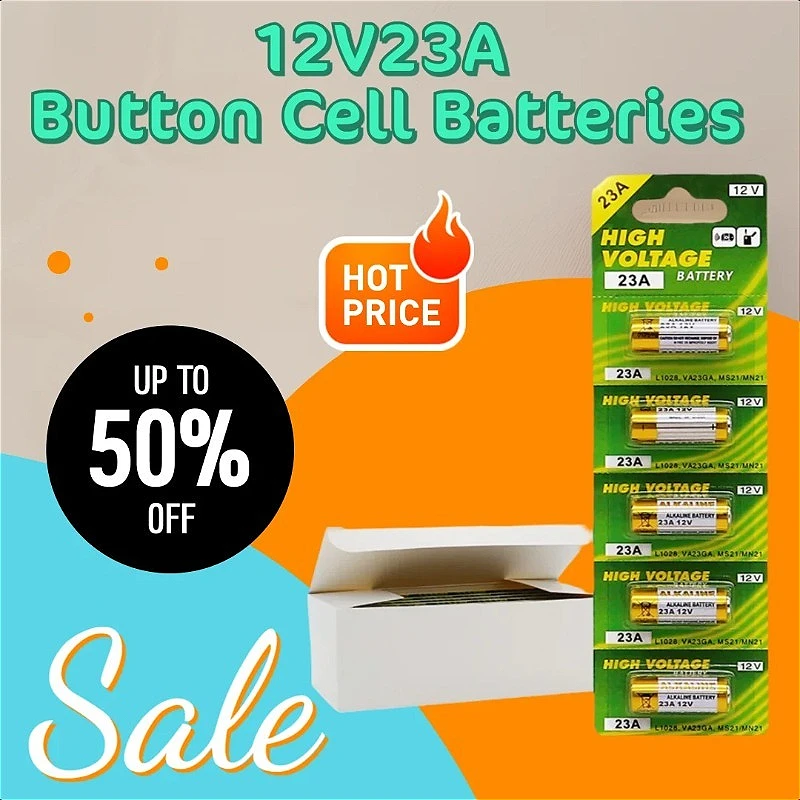 

12V23A Button Cell Batteries for Remote Control Doorbell Rolling Shutter Door Toy