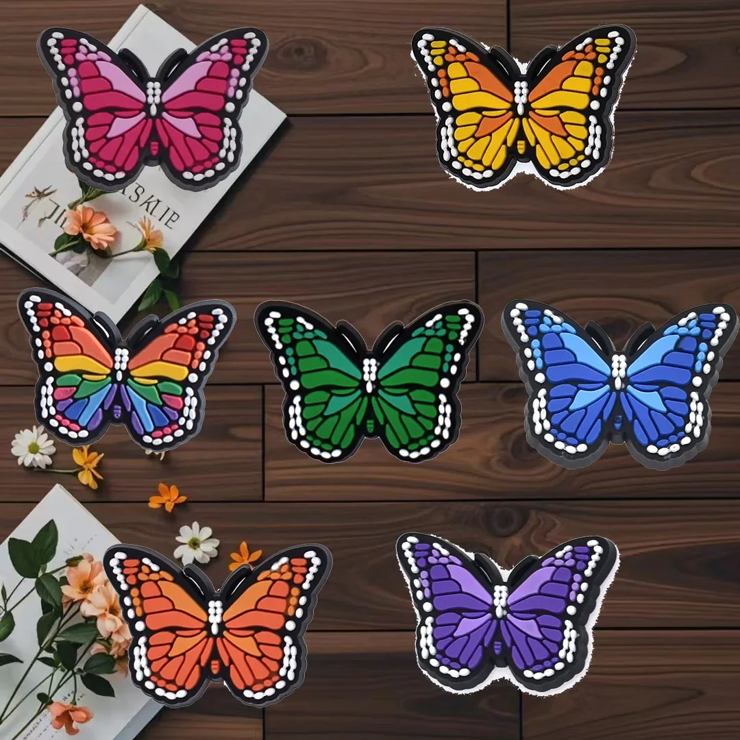 100Pcs Bulk Shoe Charms for Crocs Accessories Colorful Butterfly Shoes Charm for Croc Decorations Pins Men Jeans Woman Clogs