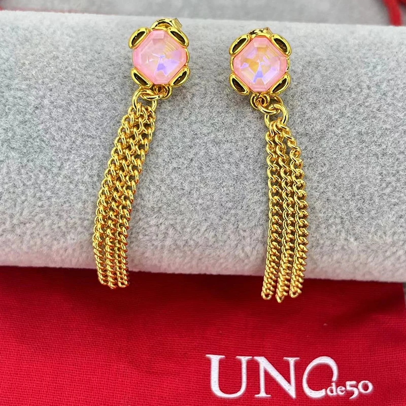 2024 UNode50, the most popular female niche design in Europe and America, pink gemstone earrings, holiday jewelry gift pack