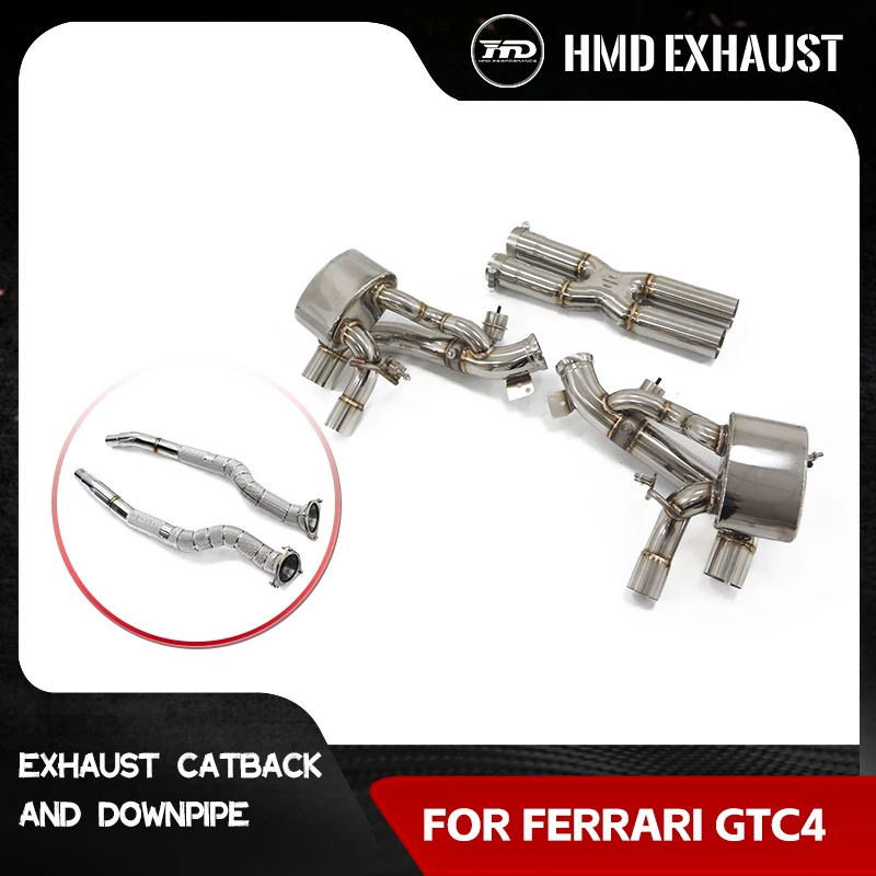 

HMD Downpipe Stainless steel for Ferrari GTC4 Lusso with Heat shield Catback High precision Exhaust system Vacuum valves