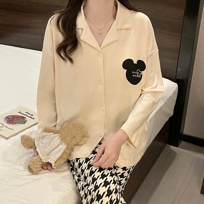 Casual Loose Women Pajamas Set Sleepwear Print Comfortable Pajama Set Home Clothe Spring Outfits 2 Piece Nightwear Loungewear