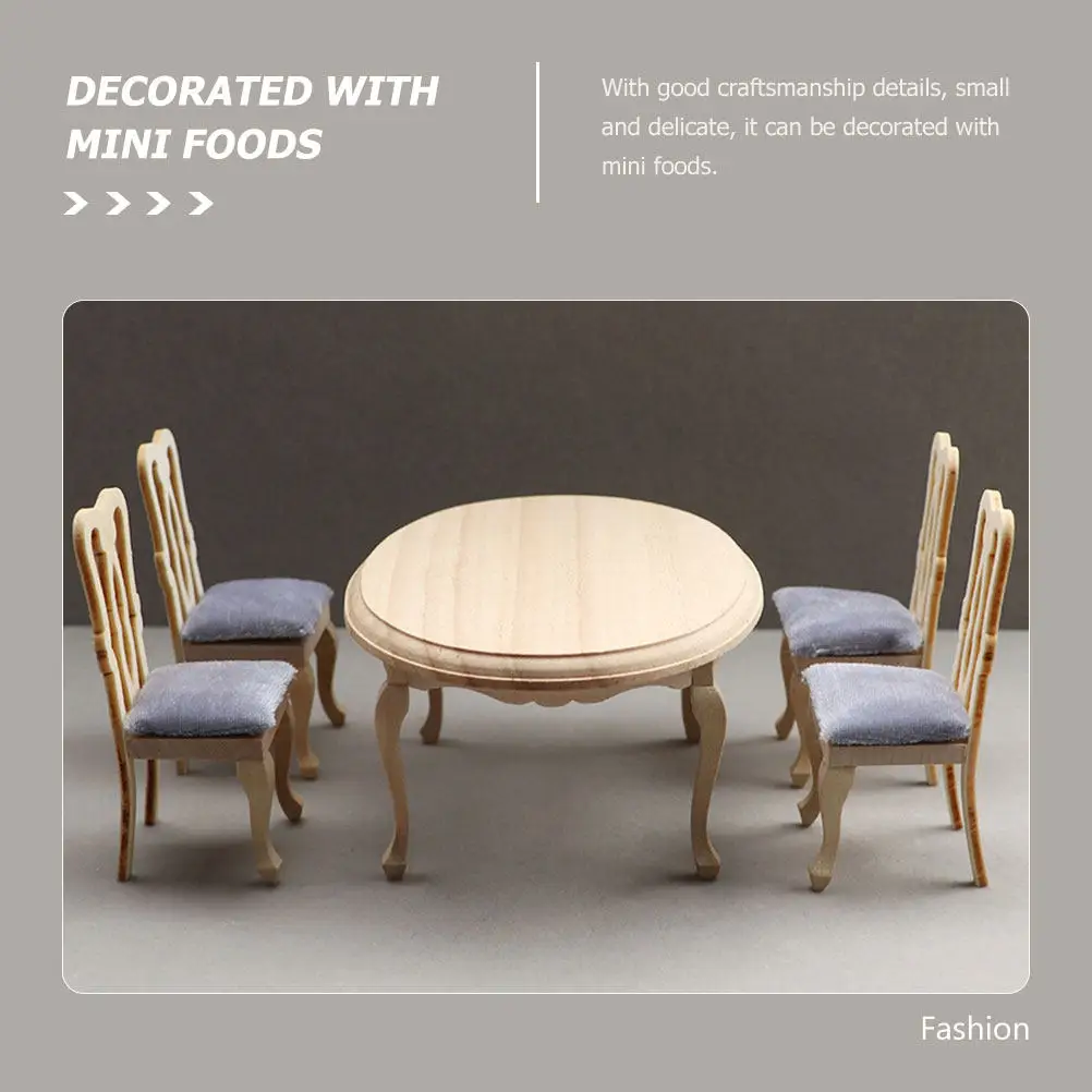 

1Set Miniature House Furniture Miniature Wooden Table Chair Set Micro Landscape Decoration Mini House Table Chair Mini Decor