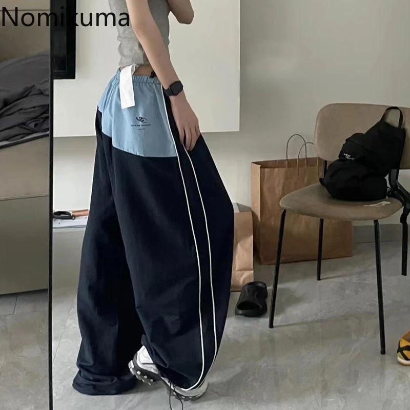 

Streetwear Joggers Women Contrast Color Casual Y2k Wide Leg Pants New Bottoms Fashion Summer Sweatpants Korean Pantalon Femme