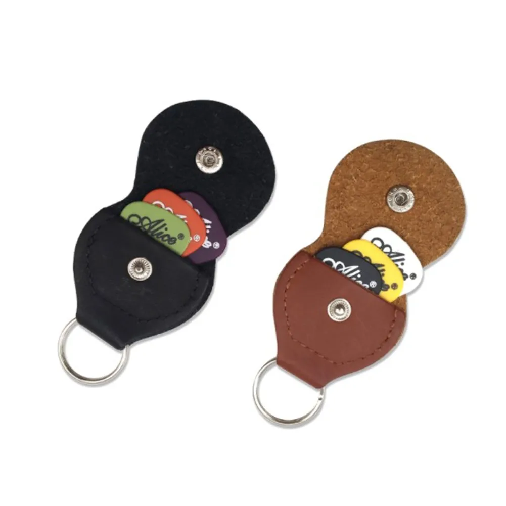 Custodia porta plettro per chitarra portachiavi con 3 plettri Borsa in pelle PU per plettri per basso ukulele Custodia portachiavi portatile