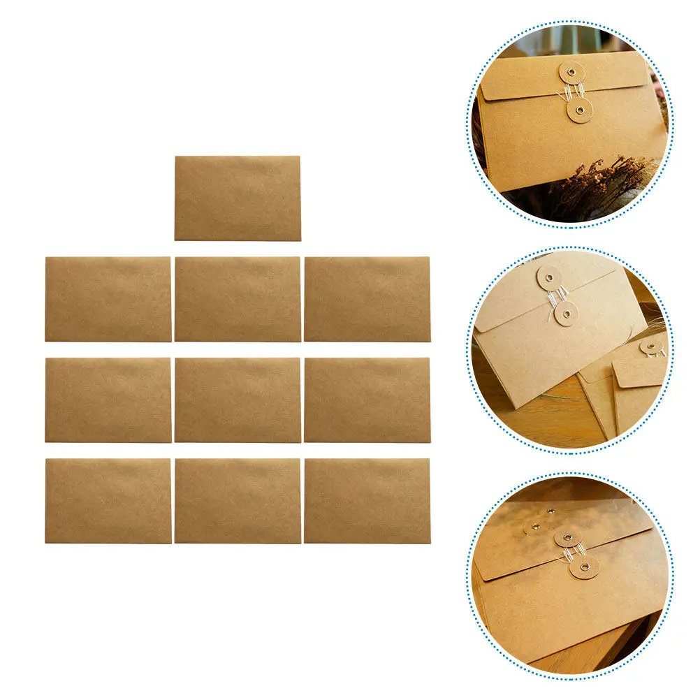 

10Pcs Kraft Paper File Pocket Thickened Retro Style Document Storage Envelope Postcard Storage Kraft Paper File Pocket