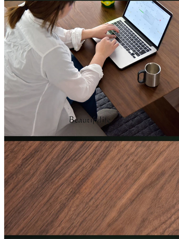 Lifting all solid wood North American black walnut minimalist rectangular tea table