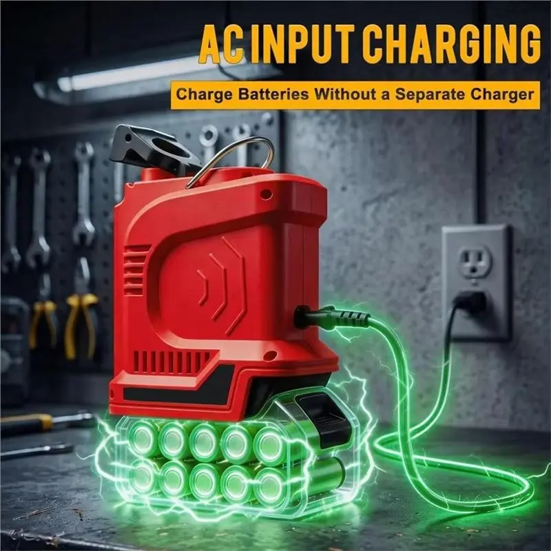 Type-C DC US Plug For Milwaukee Multifunction Intelligent Lithium Battery Inverter Outdoor Work Inverter With LED Light