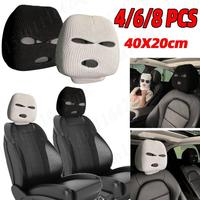 4/6/8PCS Three Hole Headrest Cover Universal Funny Car Seat Headcover Car Front Seat Head Rest Protector Spoof Face Head Cover