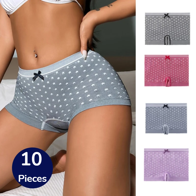 WarmSteps 10PCS Women's Panties Boxers High Quality Breathable Lingerie Comfortable Boyshort Underwear Female Sports Underpants