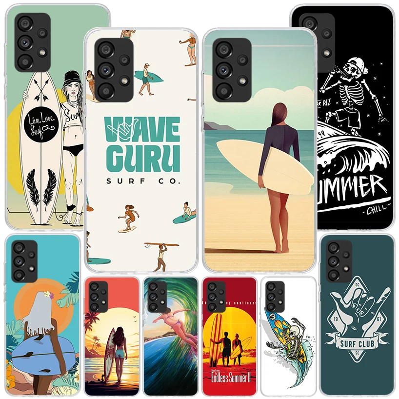 Surf Board Aesthetic Phnoe Case for Samsung Galaxy A15 A55 A35 A25 A14 A54 A34 A24 A13 A53 A33 A23 A52 A12 A32 A22 A04S A03S A02