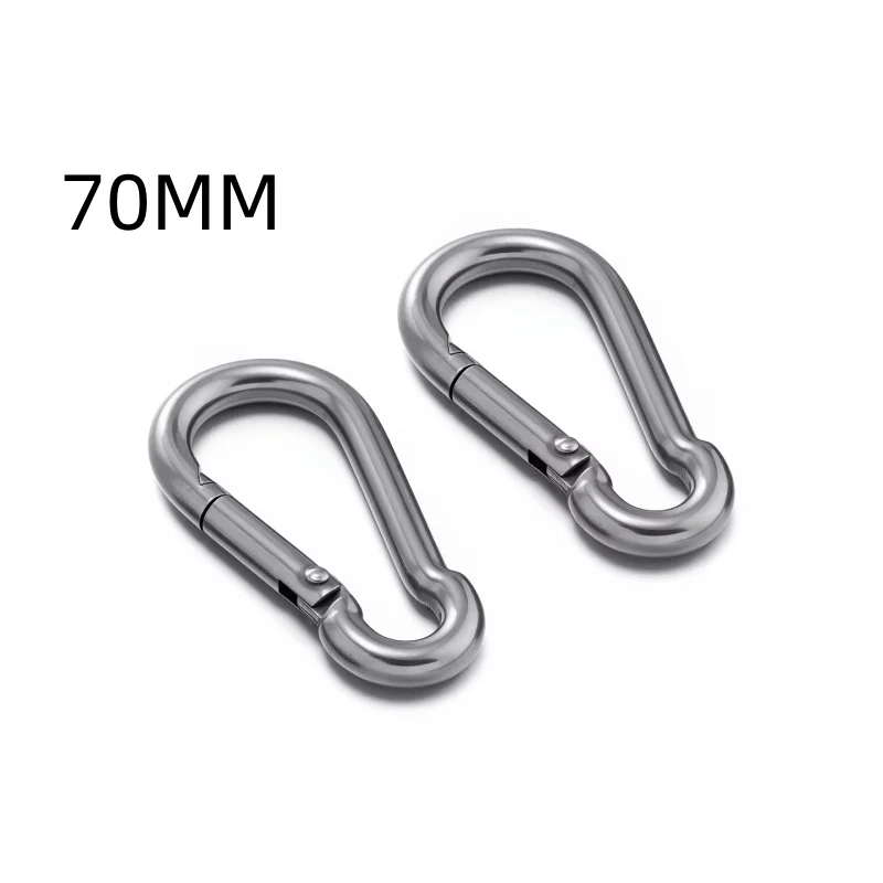 2Pcs Stainless Steel Spring Hook Quick Link Spring Snap Carabiner 40/60/70mm Lock Ring Hook Climbing Safety Buckle view 2