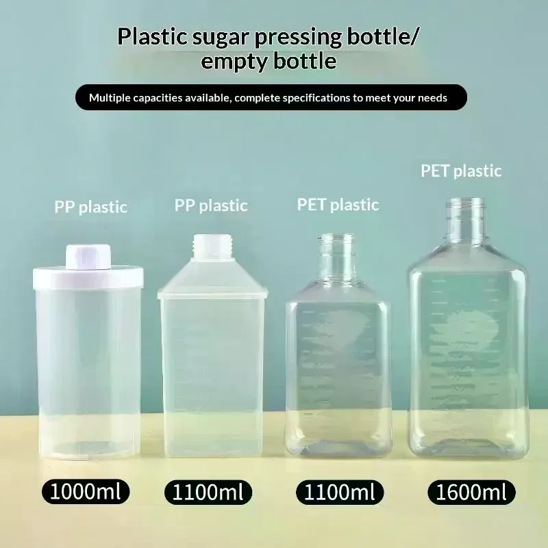 Syrup Dispenser For Coffee Bar Plastic Syrup Empty Bottles Dispenser Bottle With Lid Kitchen Container Multi-Function