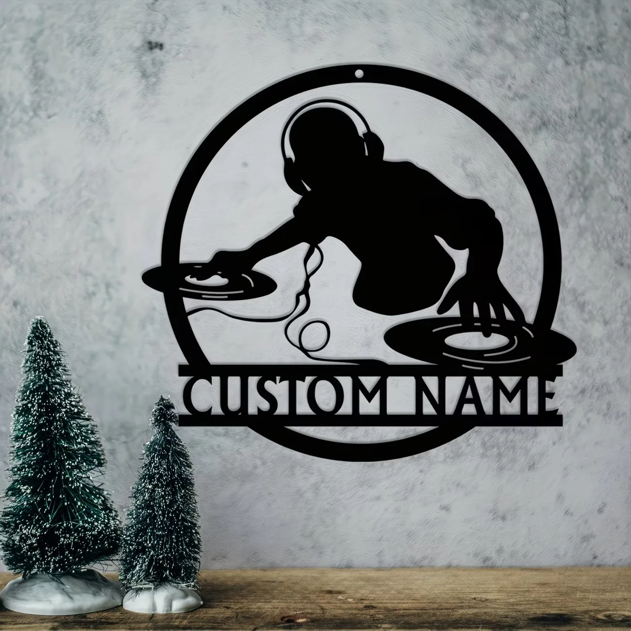 Customizable DJ Metal Wall Art - Personalized Name/Initials Wrought metal Music Decor for Home, Outdoor & Parties, Perfect Gift