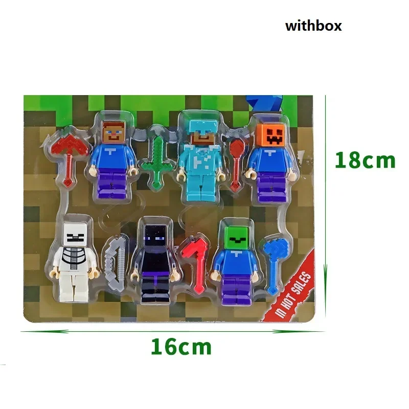 6 قطعة ماين كرافت ستيف شخصيات كرتونية أرقام تجميع كتل كيان زومبي الضالة 303 قوالب بناء لعب هدايا الأطفال #3