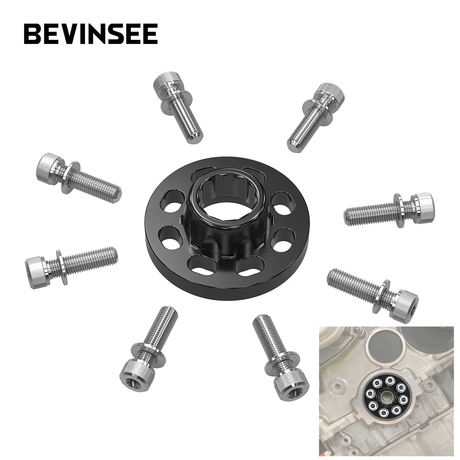 BEVINSEE Crank Handle Hub Bolt Fixed Kit For BMW N55 S55 E82 E88 E90 E92 F20 F10 F30 X1 X3 M3 F80 M4 F82 M2 Competition F87