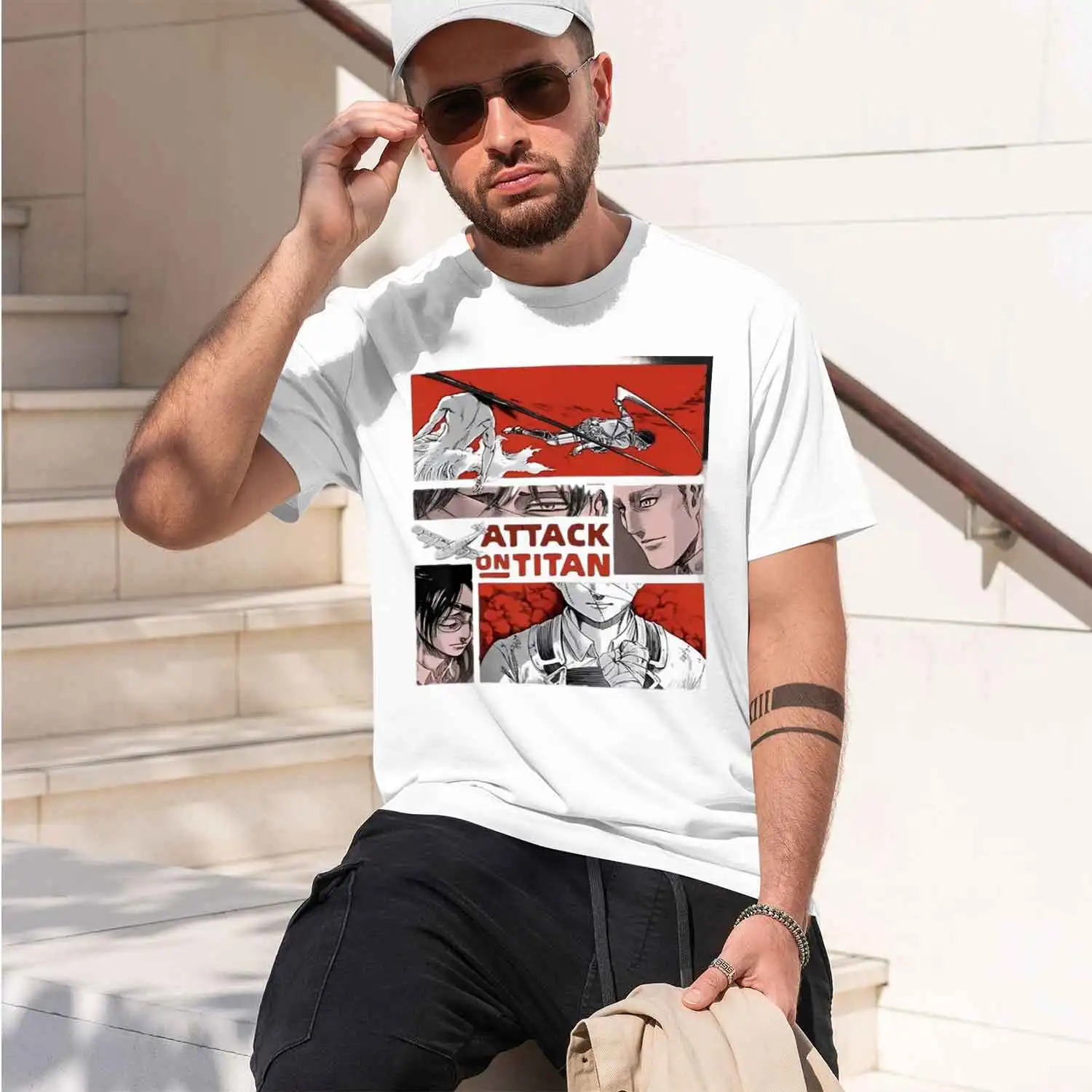 Anime Style Men's T-Shirt Attack On Titan Graph Design Summer Casual Wear For Fans And Gift Ideas 2026 New Model Short-sleeve cr