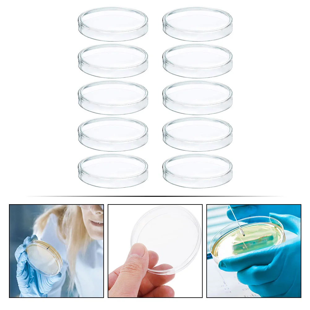 10 Pcs Agar Powder Disposable Petri Dish Chemistry Container Plates with Lid Mycology